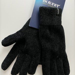 Isotoner Chenille Black Gloves - Womens One Size NWT